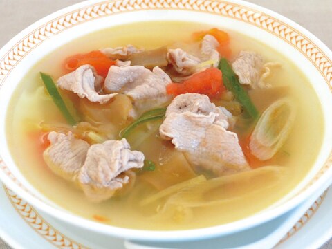 豚しゃぶとザーサイの中華スープ
